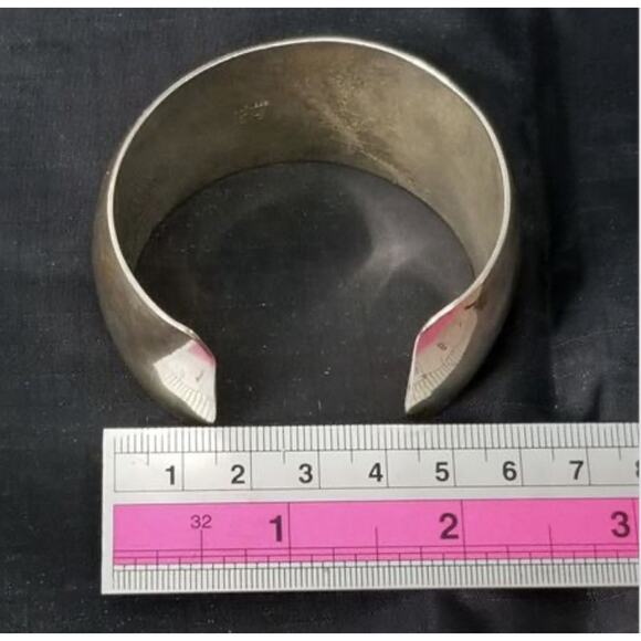 VTG Navajo Hyson Craig Signed Sterling Silver Wide Plain Cuff Bracelet 6.25” - Picture 5 of 8